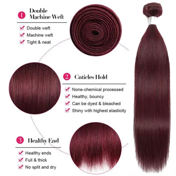 #99J Colored Straight Human Hair Bundles Brazilian Remy Hair Extentions For Women Best Wholesale Bundles On Promotion 100g/pcs - Image 6