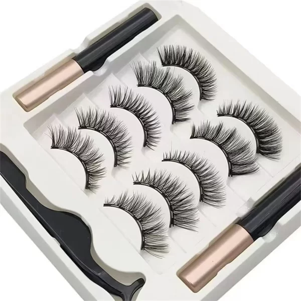 5 Pairs Magnetic Eyelashes Set Full Strip Natural Cilia False Eyeliner Dramatic Volume Thick Synthetic Eye Lashes Makeup - Image 2