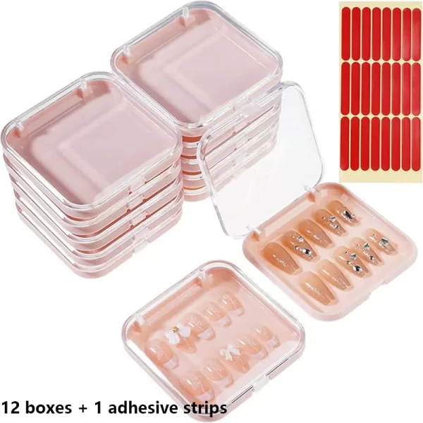 12pcs Press on Nail Storage Box with 30 Pcs Adhesive Double Sided Tape Acrylic Nail Display Box Artificial False Nail Box - Image 12