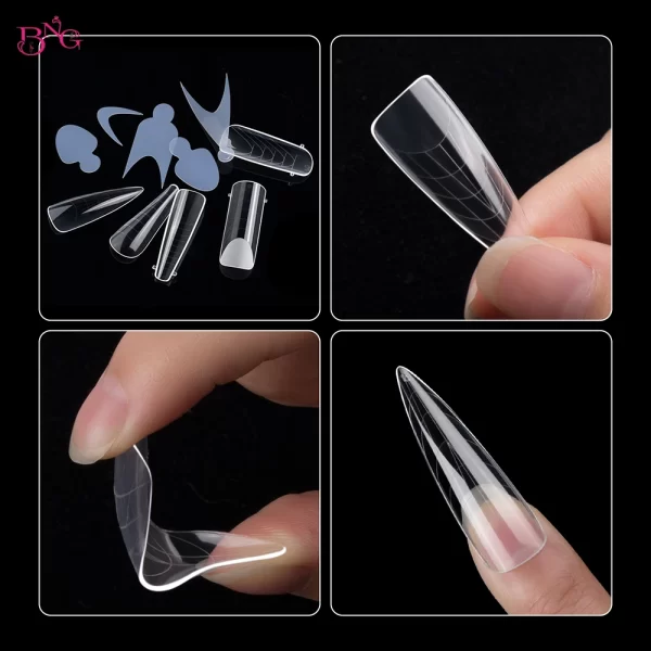 BNG Dual Nail Forms Set Full Cover Nail Extension Tips Coffin Almond Nail System Dual Forms With Silicone French Forma Stickers - Image 12