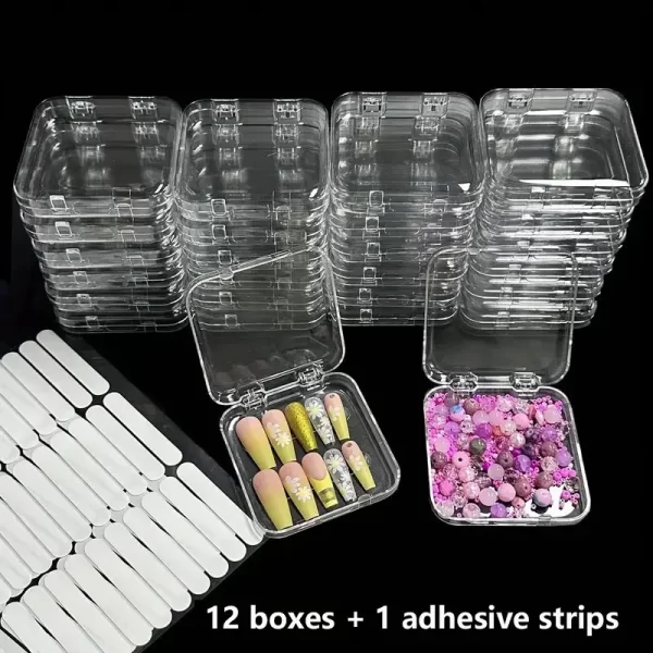 12pcs Press on Nail Storage Box with 30 Pcs Adhesive Double Sided Tape Acrylic Nail Display Box Artificial False Nail Box - Image 10