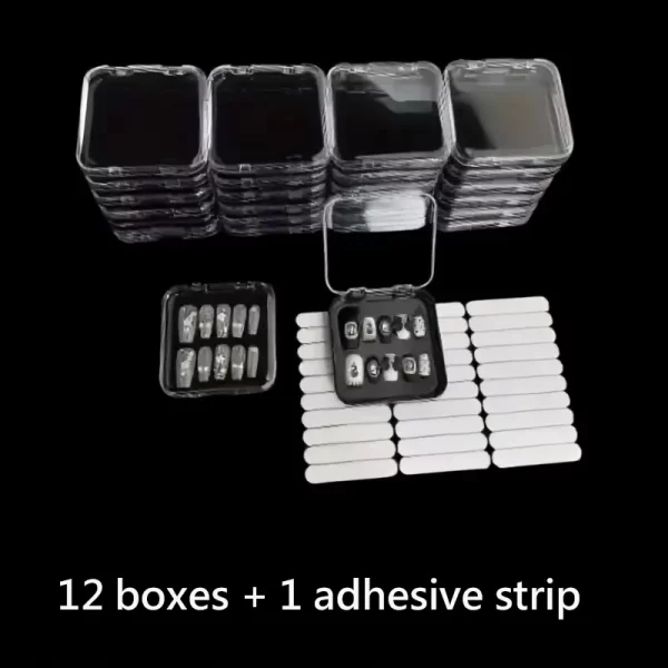 12pcs Press on Nail Storage Box with 30 Pcs Adhesive Double Sided Tape Acrylic Nail Display Box Artificial False Nail Box - Image 7