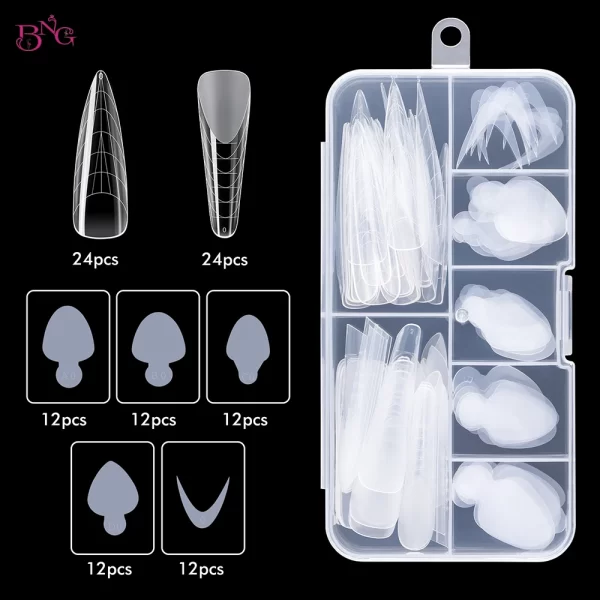 BNG Dual Nail Forms Set Full Cover Nail Extension Tips Coffin Almond Nail System Dual Forms With Silicone French Forma Stickers - Image 7