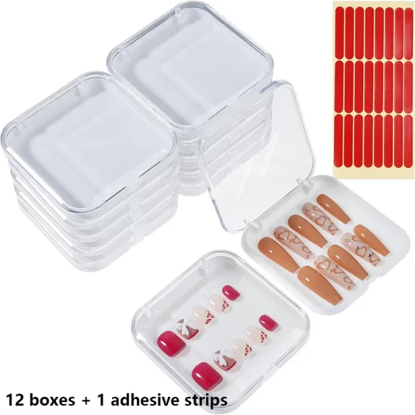 12pcs Press on Nail Storage Box with 30 Pcs Adhesive Double Sided Tape Acrylic Nail Display Box Artificial False Nail Box - Image 14