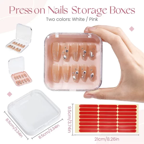 12pcs Press on Nail Storage Box with 30 Pcs Adhesive Double Sided Tape Acrylic Nail Display Box Artificial False Nail Box - Image 2