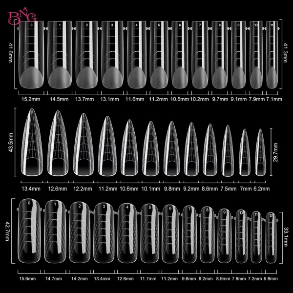 BNG Dual Nail Forms Set Full Cover Nail Extension Tips Coffin Almond Nail System Dual Forms With Silicone French Forma Stickers - Image 6