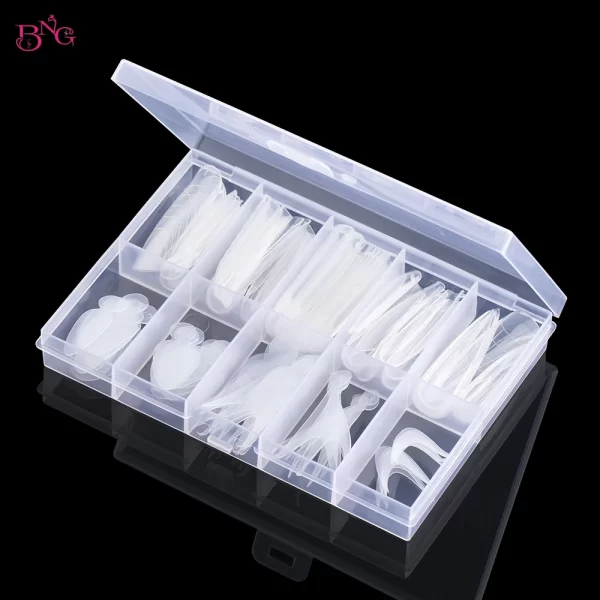 BNG Dual Nail Forms Set Full Cover Nail Extension Tips Coffin Almond Nail System Dual Forms With Silicone French Forma Stickers - Image 5