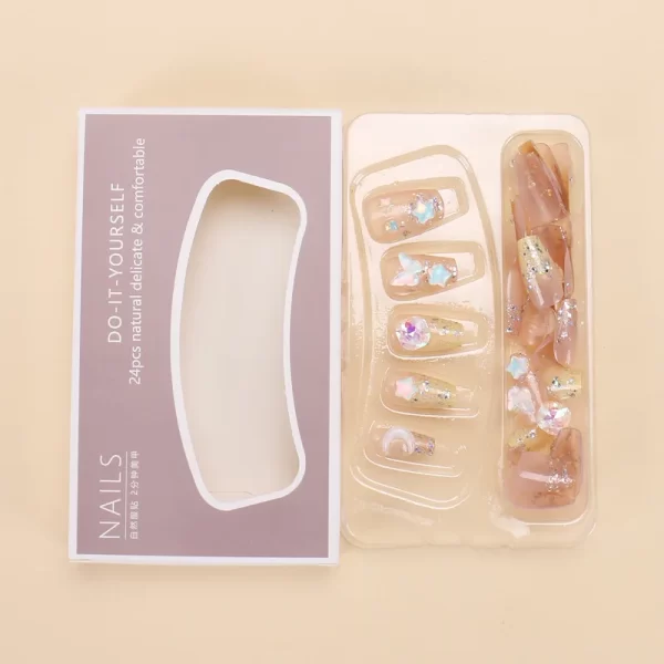 24pcs/set Cute Kawaii Press Nails Artificial Press on Nails Summer French False Nails with Glue Set Medium Yellow Medium Long - Image 3