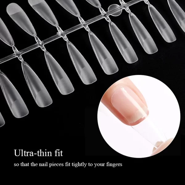 120pcs Nail Extension Press on Nails Coffin Nail Tips Clear Full Cover Long Fake Nails Artificial Press on Long Ballerinas - Image 3