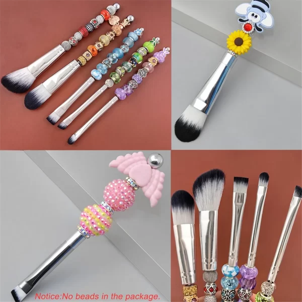 Beadable Makeup Brushes Silicone Beads DIY Makeup Cosmetic Brushes Beaded Brushes Kit for DIY - Image 4