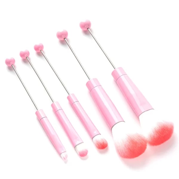 5Pcs Beaded Eyeshadow Brush Diy Beaded Cosmetic Brush Make Up Brushes Tool Kit Metal Handle Durable Eye Makeup Brushes - Image 10