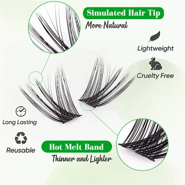 Cluster Lashes 120 Bundles Natural Eyelash extension Volume Individual Lashes Mixed Tray Faux Mink Lashes - Image 4