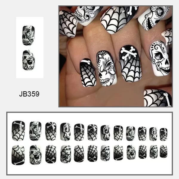 Halloween Stiletto Fake Nails for Women Girls Purple Bat Designs French Press on Nails Wearable Full CoverFalse Nails for Party - Image 10