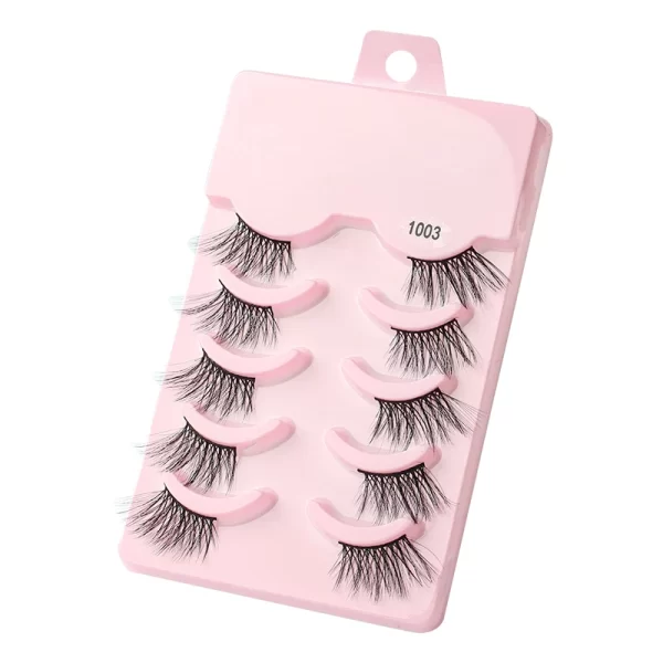 Manga Lashes 5 Pairs Anime Cosplay Faux Mink Lashes Korean Natural short Full Strip Lashes Clear Band Soft Eyelashes Extension - Image 25