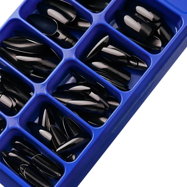 100pcs Black Almond Fake Nail Mid-length Solid Color Artificial Nail Removable Press On Nails Tip Almond Nail Art False Nail - Image 5