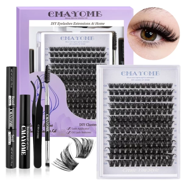 Lash Clusters Kit 168 Pcs DIY Individual 10-18mm Lashes Cluster Thick Eyelashes Extensions Remover Eyelash Natural Wispy Lashes - Image 3