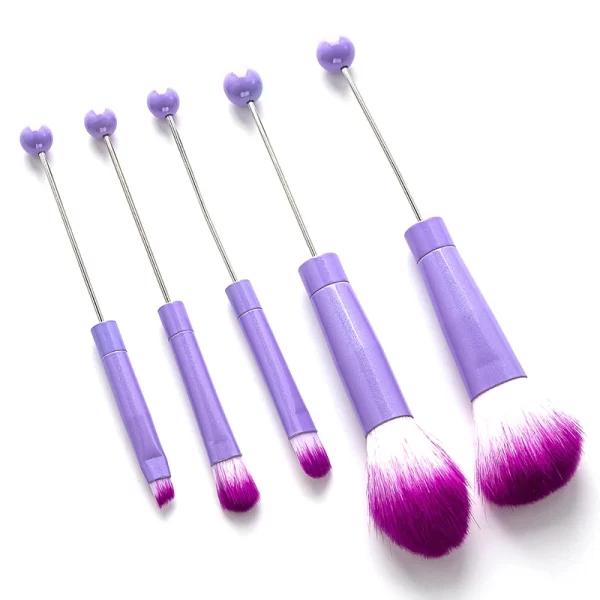 5Pcs Beaded Eyeshadow Brush Diy Beaded Cosmetic Brush Make Up Brushes Tool Kit Metal Handle Durable Eye Makeup Brushes - Image 11