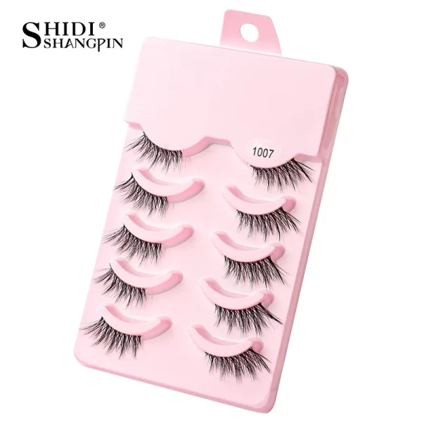 Manga Lashes 5 Pairs Anime Cosplay Faux Mink Lashes Korean Natural short Full Strip Lashes Clear Band Soft Eyelashes Extension - Image 15