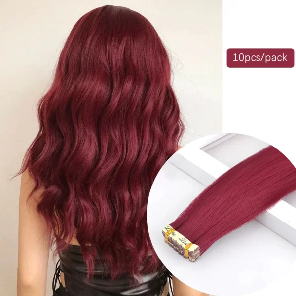 Synthetic Straight Hair Mini Tape In Hair Extensions Invisible Adhesive Colored Tape In Hair Extension 10pcs/pack - Image 18