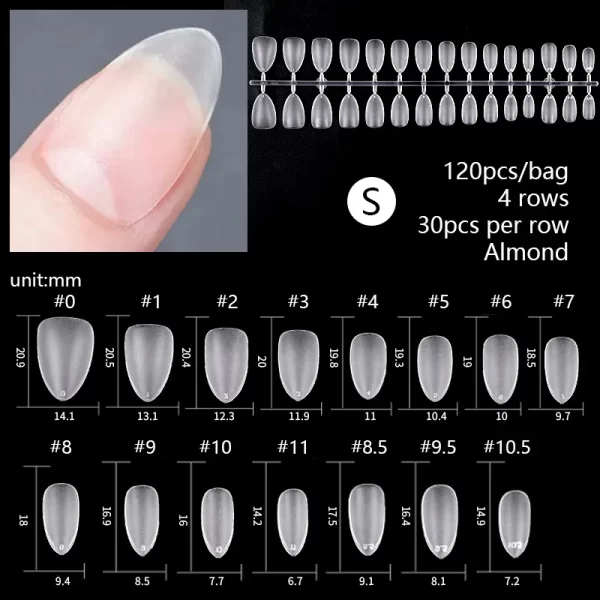 120pcs/bag Matte Press On Nail Tips Soft Full Cover False Nails Oval Almond Sculpted Fake Nail For Extension Nail Art Tool - Image 16