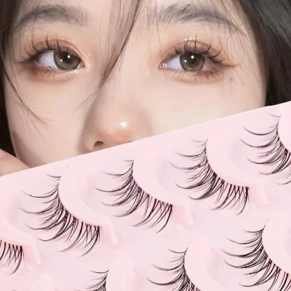 Manga Lashes 5 Pairs Anime Cosplay Faux Mink Lashes Korean Natural short Full Strip Lashes Clear Band Soft Eyelashes Extension - Image 3