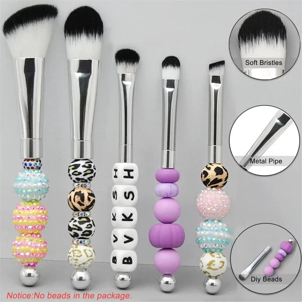 Beadable Makeup Brushes Silicone Beads DIY Makeup Cosmetic Brushes Beaded Brushes Kit for DIY - Image 5