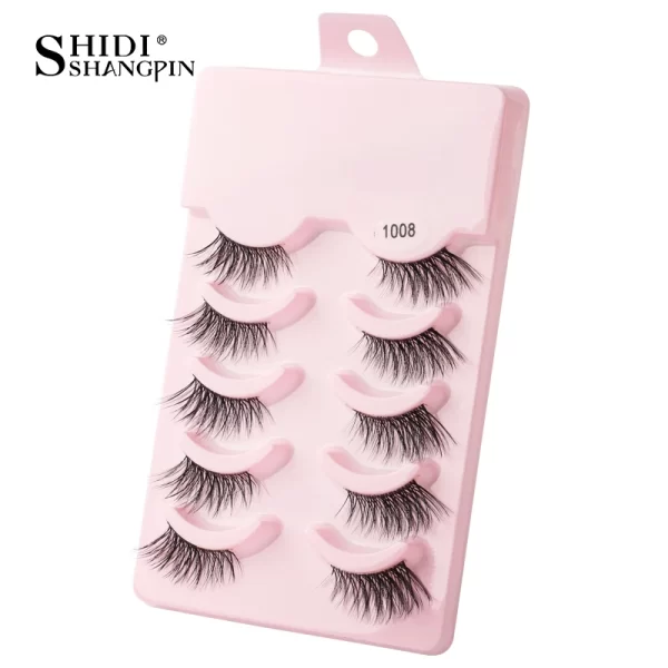 Manga Lashes 5 Pairs Anime Cosplay Faux Mink Lashes Korean Natural short Full Strip Lashes Clear Band Soft Eyelashes Extension - Image 19