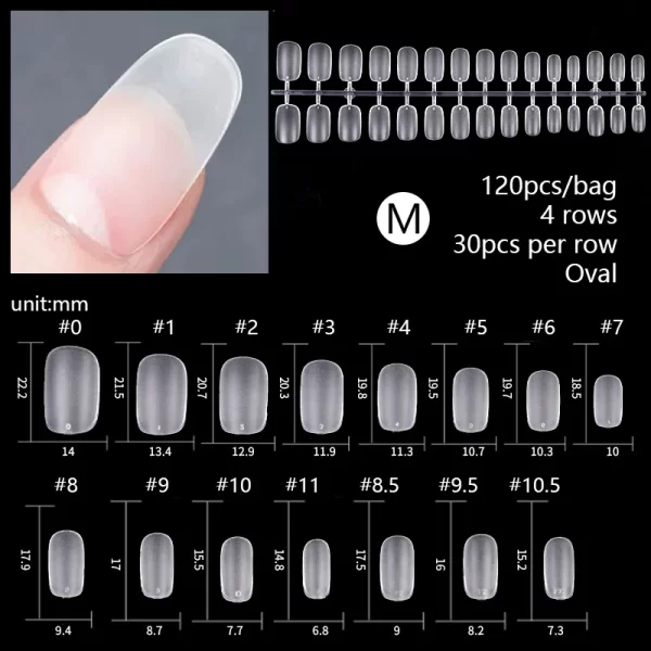 120pcs/bag Matte Press On Nail Tips Soft Full Cover False Nails Oval Almond Sculpted Fake Nail For Extension Nail Art Tool - Image 17