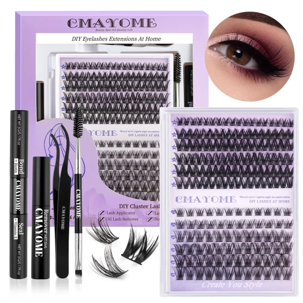 Lash Clusters Kit 168 Pcs DIY Individual 10-18mm Lashes Cluster Thick Eyelashes Extensions Remover Eyelash Natural Wispy Lashes - Image 2