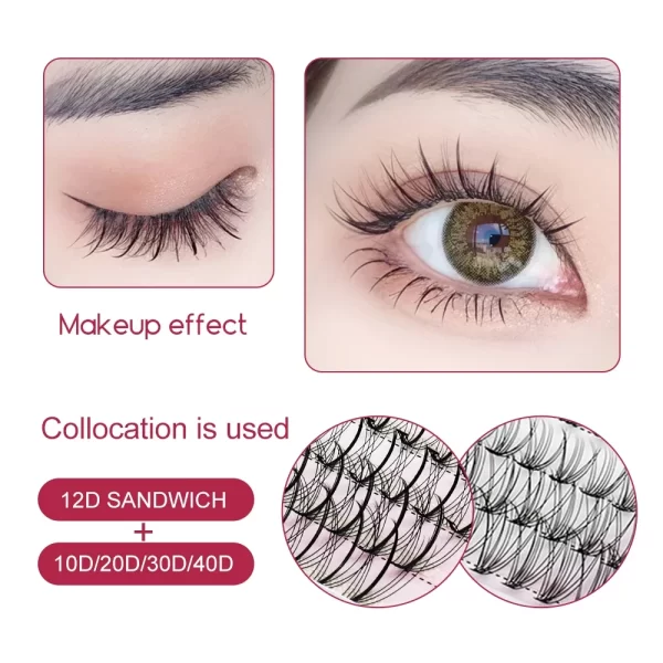 FADVAN Individual Mink Lash Extensions 10D / 20D / 30D / 40D /50D / 60D /80D Clusters 0.07mm  Natural Heat Bonded Cluster Lashes - Image 4