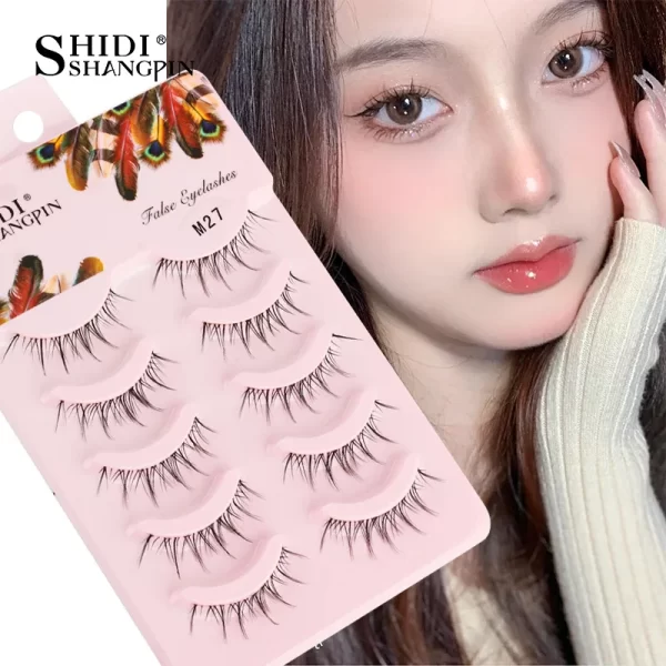 Manga Lashes 5 Pairs Anime Cosplay Faux Mink Lashes Korean Natural short Full Strip Lashes Clear Band Soft Eyelashes Extension - Image 2