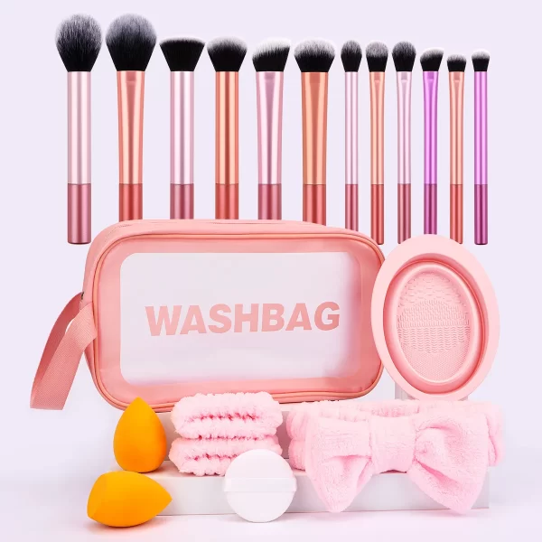 Makeup Brushes, Eye Shadow Brushes, Loose Powder Brushes, Hair Straps, Powder Puffs, Etc. Large Makeup Set for Convenient Travel