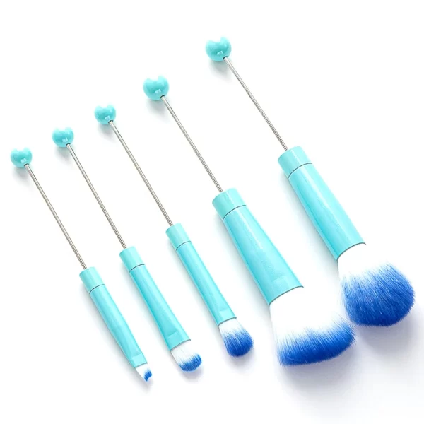 5Pcs Beaded Eyeshadow Brush Diy Beaded Cosmetic Brush Make Up Brushes Tool Kit Metal Handle Durable Eye Makeup Brushes - Image 8