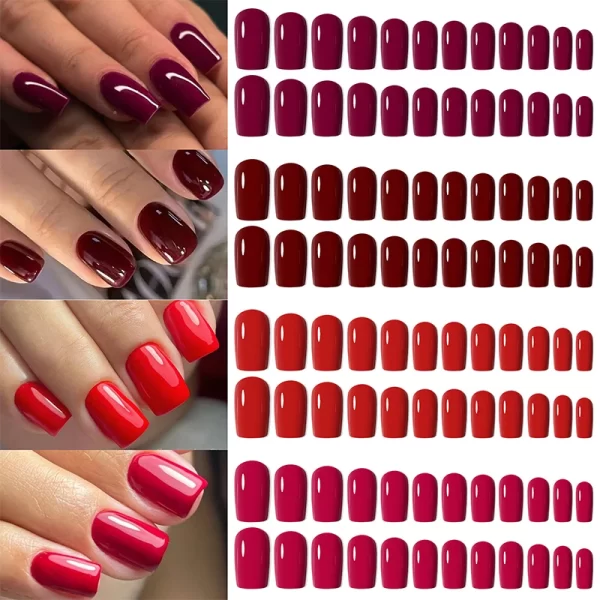 96pcs/Box Matte Coffin Press on Nail Full Cover False Nails Mixed Size Solid Color Extension Oval Capsule Almond DIY Accessories - Image 2