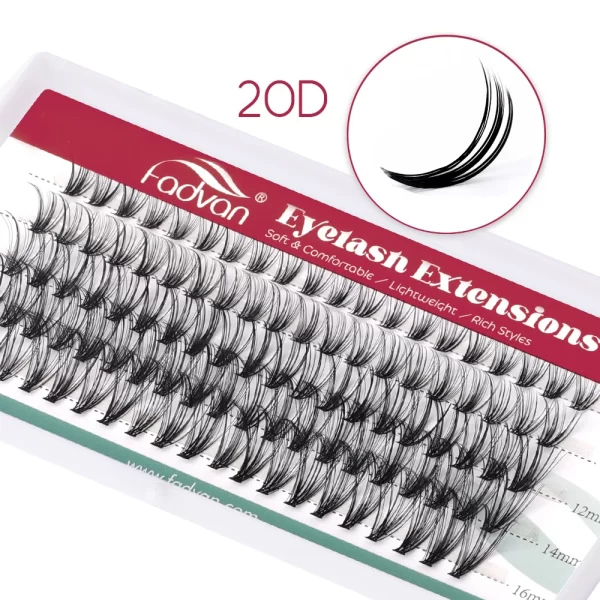 FADVAN Individual Mink Lash Extensions 10D / 20D / 30D / 40D /50D / 60D /80D Clusters 0.07mm  Natural Heat Bonded Cluster Lashes - Image 10