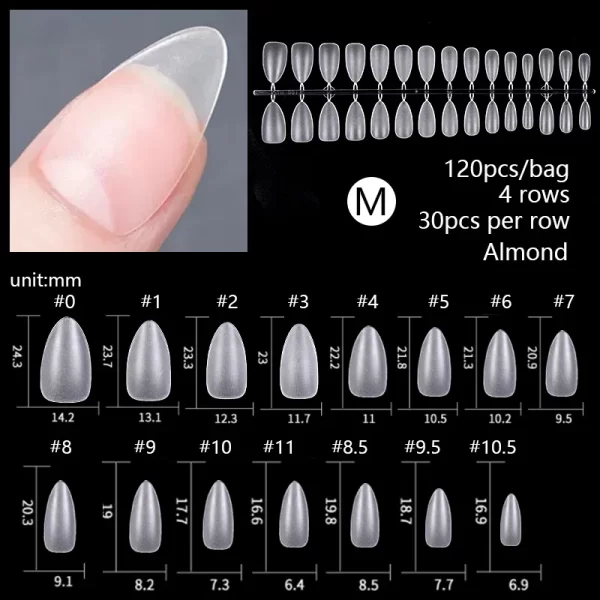 120pcs/bag Matte Press On Nail Tips Soft Full Cover False Nails Oval Almond Sculpted Fake Nail For Extension Nail Art Tool - Image 12