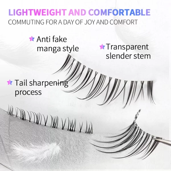 Manga Lashes 5 Pairs Anime Cosplay Faux Mink Lashes Korean Natural short Full Strip Lashes Clear Band Soft Eyelashes Extension - Image 6