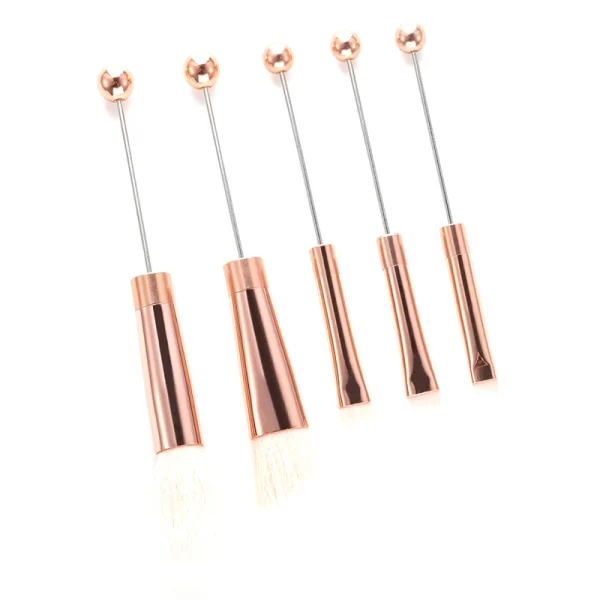 5Pcs Beaded Eyeshadow Brush Diy Beaded Cosmetic Brush Make Up Brushes Tool Kit Metal Handle Durable Eye Makeup Brushes - Image 9