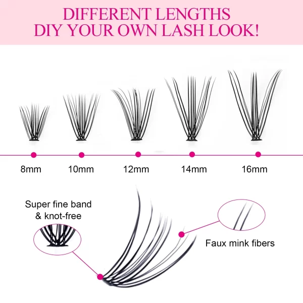 FADVAN Individual Mink Lash Extensions 10D / 20D / 30D / 40D /50D / 60D /80D Clusters 0.07mm  Natural Heat Bonded Cluster Lashes - Image 3