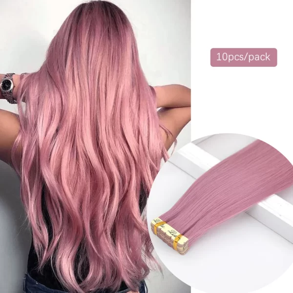 Synthetic Straight Hair Mini Tape In Hair Extensions Invisible Adhesive Colored Tape In Hair Extension 10pcs/pack - Image 13