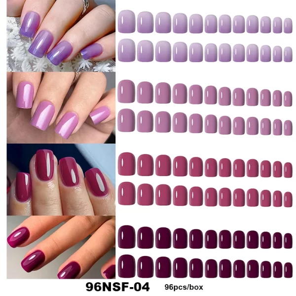 96pcs/Box Matte Coffin Press on Nail Full Cover False Nails Mixed Size Solid Color Extension Oval Capsule Almond DIY Accessories - Image 7