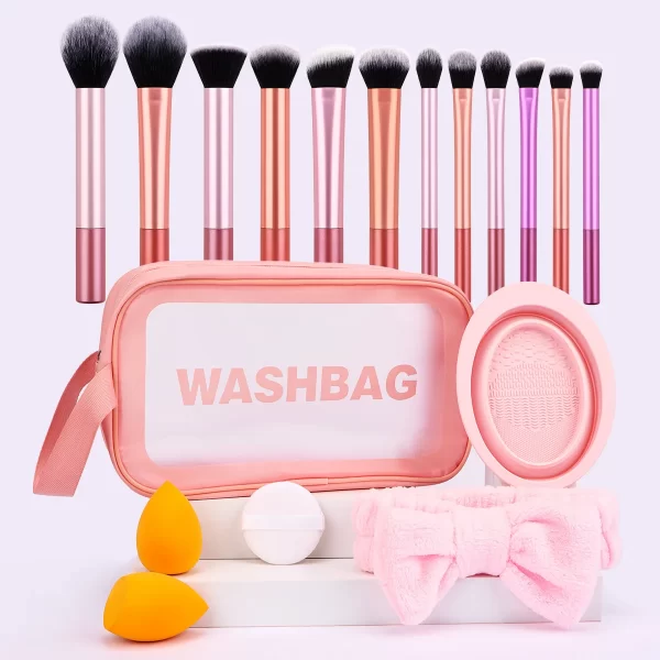 Makeup Brushes, Eye Shadow Brushes, Loose Powder Brushes, Hair Straps, Powder Puffs, Etc. Large Makeup Set for Convenient Travel - Image 2