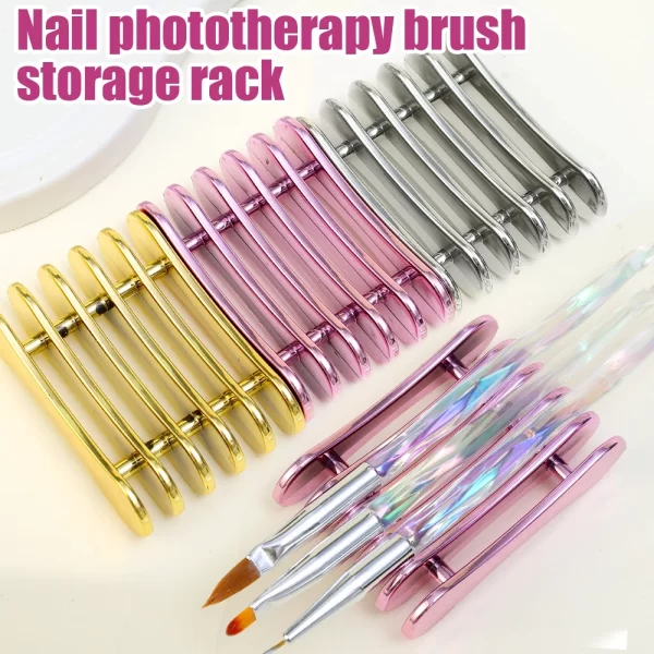 Nail Brush Painting Pen Holder 5Grids Nails Art Brushes Rack Display Drawing Pens Rest Holder Stand UV Gel Manicure Pencil Tools - Image 2