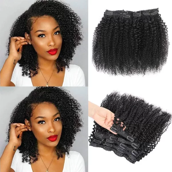 Afro Kinky Curly Clip In Hair Extensions For Black Women Human Extensions Clips in Human Hair 3c 4a Hair Clips 7 Pcs 120G