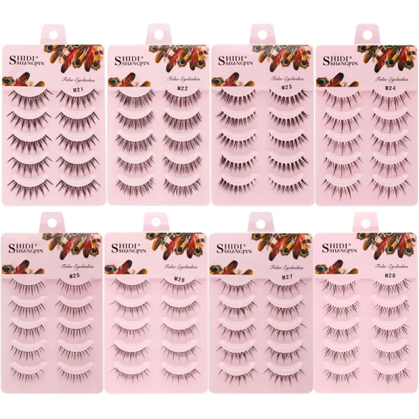 Manga Lashes 5 Pairs Anime Cosplay Faux Mink Lashes Korean Natural short Full Strip Lashes Clear Band Soft Eyelashes Extension - Image 5