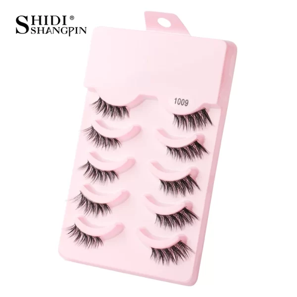 Manga Lashes 5 Pairs Anime Cosplay Faux Mink Lashes Korean Natural short Full Strip Lashes Clear Band Soft Eyelashes Extension - Image 10