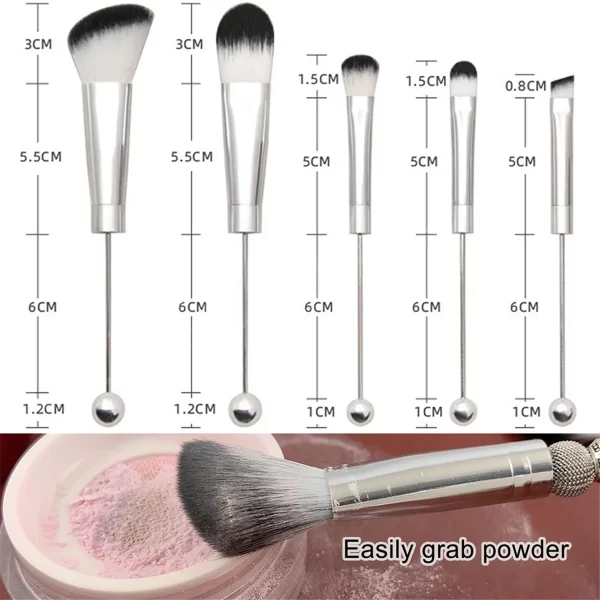 Beadable Makeup Brushes Silicone Beads DIY Makeup Cosmetic Brushes Beaded Brushes Kit for DIY - Image 6