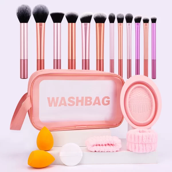 Makeup Brushes, Eye Shadow Brushes, Loose Powder Brushes, Hair Straps, Powder Puffs, Etc. Large Makeup Set for Convenient Travel - Image 3