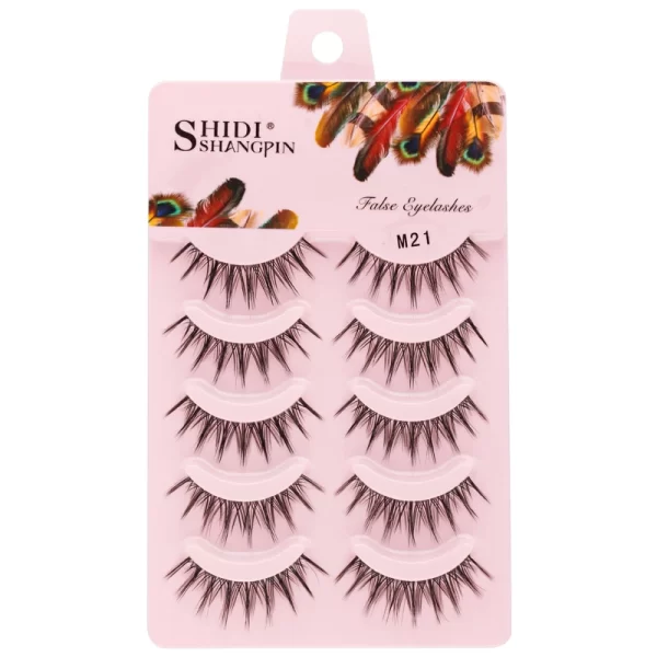 Manga Lashes 5 Pairs Anime Cosplay Faux Mink Lashes Korean Natural short Full Strip Lashes Clear Band Soft Eyelashes Extension - Image 9