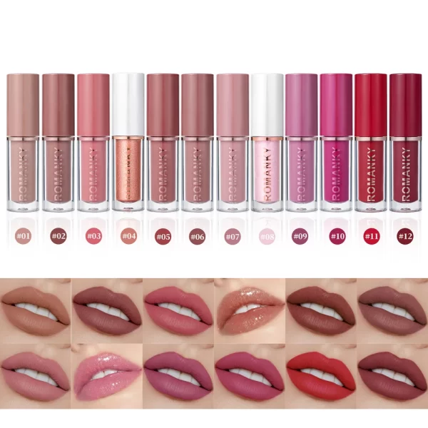 12 colors set  matte lip gloss, long-lasting smooth velvet texture for women's music festival make-up - Image 2